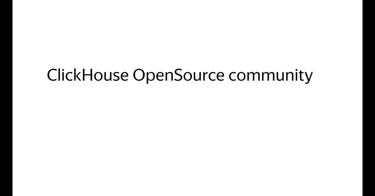 ClickHouse OpenSource community