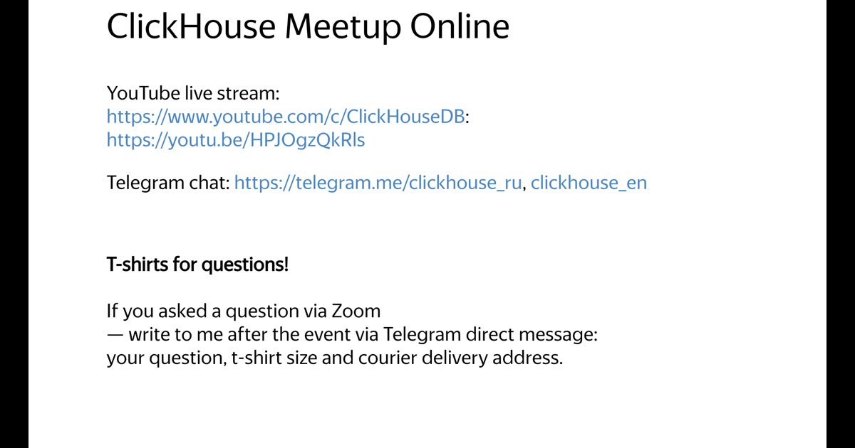 ClickHouse, Spring 2021